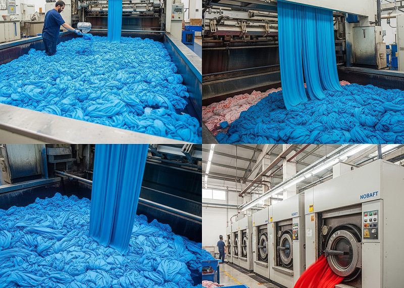 فرآیند رنگ گیری و شستشوی پارچه پلیاستر در کارخانه نوبافت 7 رنگ گیری