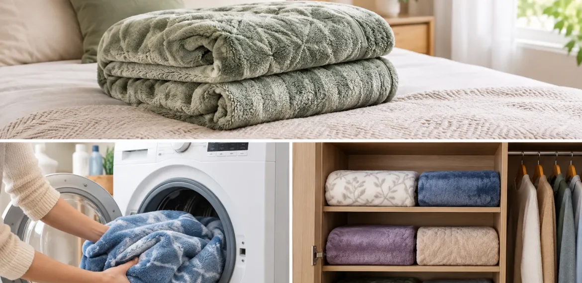 چگونه عمر پتو را افزایش دهیم؟ راهنمای نگهداری اصولی از پتو 1 Cozy Blanket Care and Storage